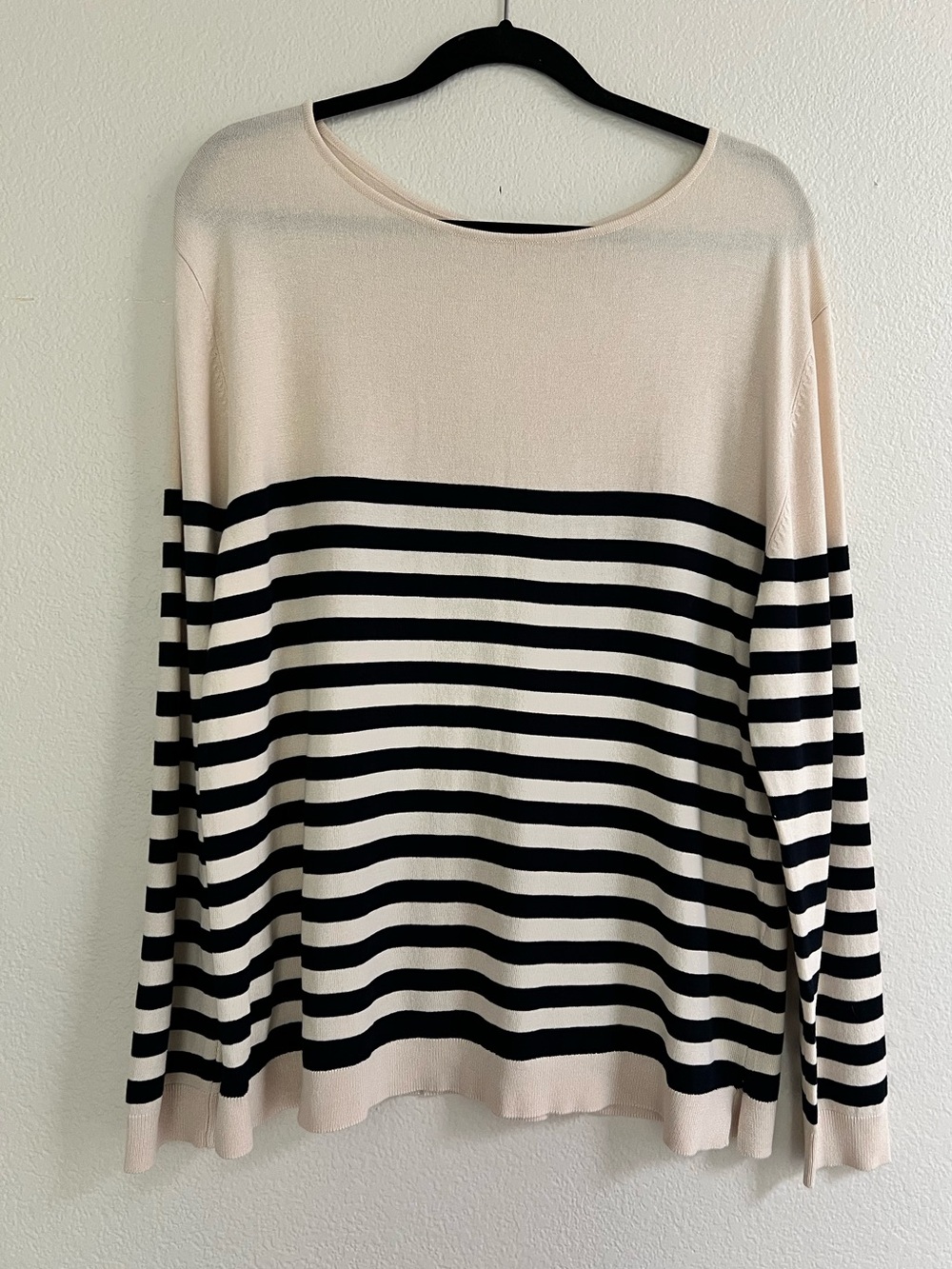 Zara Cream & Black Striped Boatneck Long Sleeve
